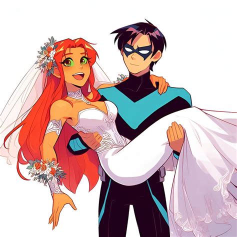 grayson starfire|nightwing and starfire wedding.